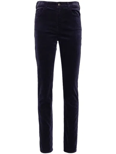 Emporio Armani High-rise Corduroy Slim Trouser In Purple