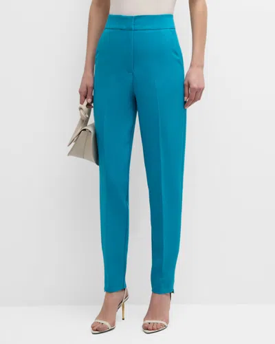 Emporio Armani High-rise Tapered Trousers In Turquoise