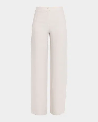 Emporio Armani High-rise Textured Armure Trousers In White