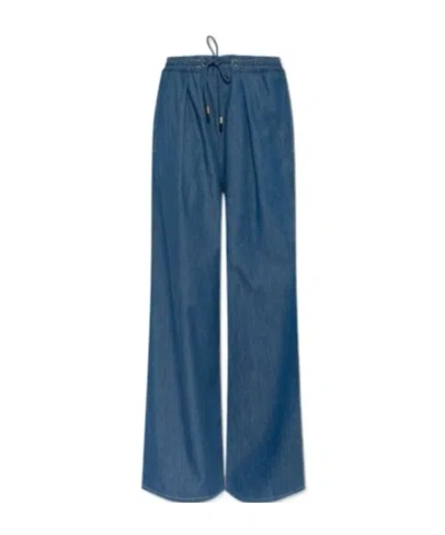 Emporio Armani High-rise Wide-leg Trousers In Blue