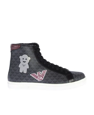 Emporio Armani High-upper Shoes With Round Head And Flat Soles In Black