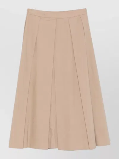 Emporio Armani High Waist Cotton Skirt Button Detail In Neutral