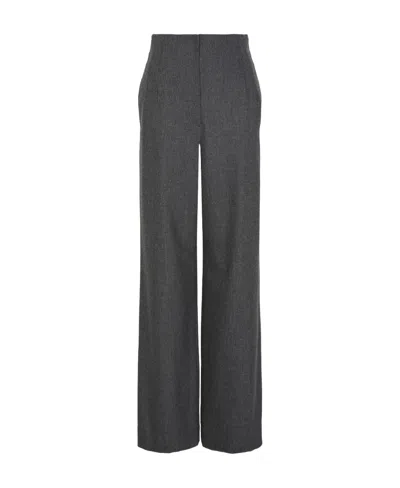 Emporio Armani High-waist, Freshly Cut Wool And Cashmere Casual Pants In Gray