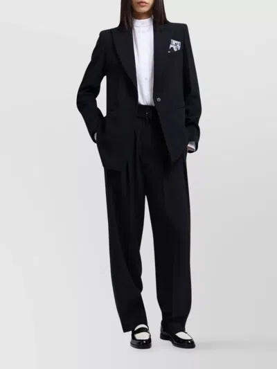 Emporio Armani High Waist Pleated Trousers With Wide Leg In Black