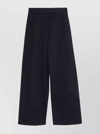 Emporio Armani High Waist Pleated Wide-leg Trousers In Navy