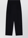 Emporio Armani High Waist Pleated Wide Leg Trousers In Black