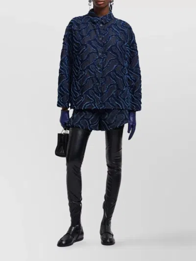 Emporio Armani High Waist Shorts Featuring Abstract Pattern In Blue