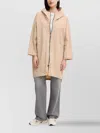 Emporio Armani High Waist Trousers With Frayed Hem And Pockets In Neutral