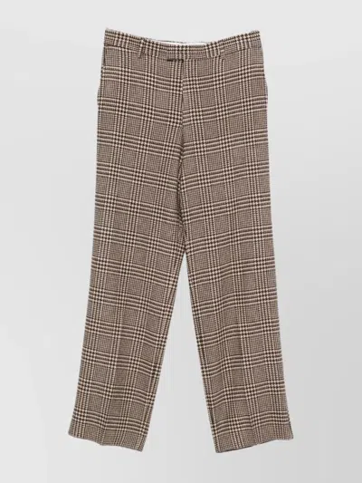 Emporio Armani High Waist Wide-leg Trousers With Button Accents In Brown