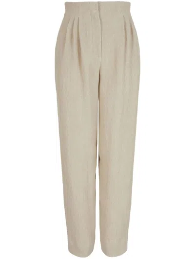Emporio Armani High-waisted Straight-leg Trousers In Tan