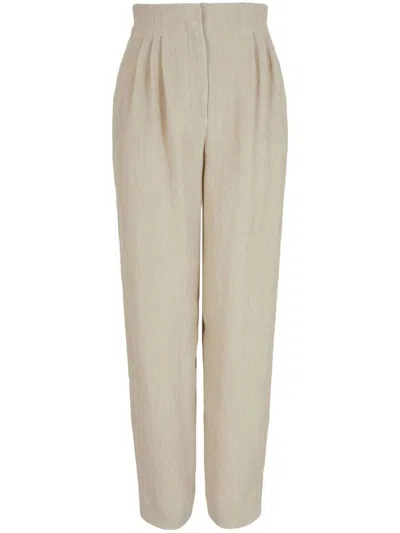 Emporio Armani High-waisted Straight-leg Trousers In Beige