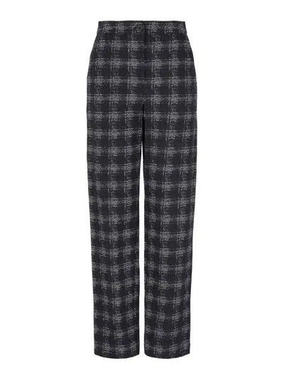 Emporio Armani High-waisted Cotton Trousers In Blue