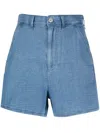 Emporio Armani High-waisted Denim Shorts In Blue
