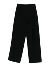 Emporio Armani High-rise Wide-leg Cotton-blend Trousers In Black