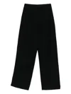 Emporio Armani High-rise Wide-leg Cotton-blend Trousers In Black