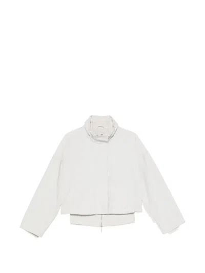 Emporio Armani Blouson Jacket In Brushed Techno Cotton With A Metal Zipper In White