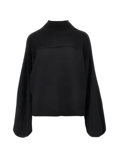 Emporio Armani High-neck Panelled Sweatshirt In Black