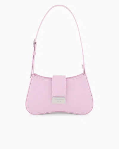 Emporio Armani Hobo Shoulder Bag With Logo Buckle In Pink