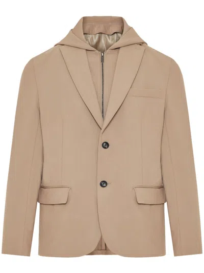 Emporio Armani Hooded Blazer In Neutrals
