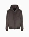 Emporio Armani Hooded Blouson In Virgin Wool Cloth In Brown