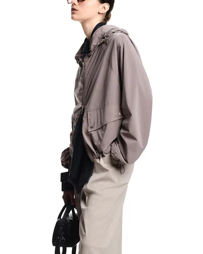 Emporio Armani Full-zip Nylon Blouson With Hood In Gray