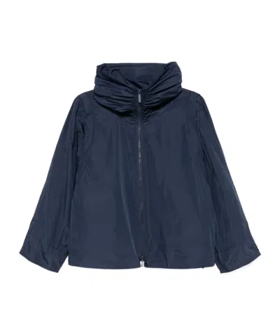Emporio Armani Drawstring Hem Hooded Blouson Jacket In Blue
