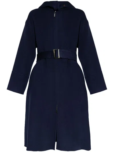 Emporio Armani Hooded Coat In Blue