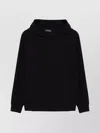 Emporio Armani Hooded Cotton Sweater Ribbed Cuffs In Black