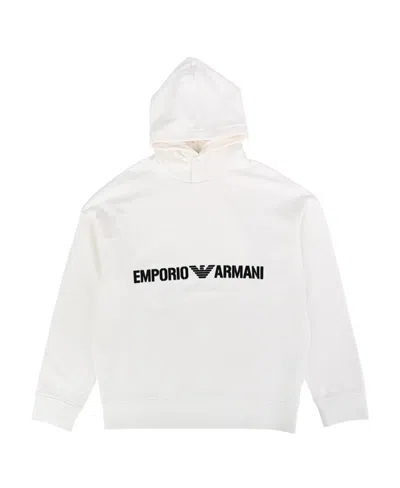 Emporio Armani Hooded Design Sweater In White