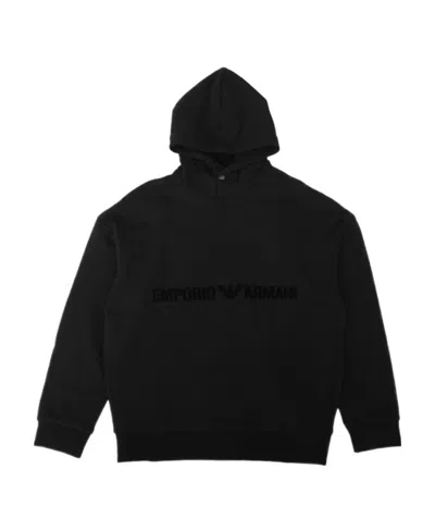 Emporio Armani Hooded Design Sweater In Black