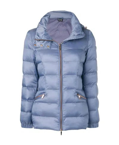 Emporio Armani Hooded Down Jacket In Blue