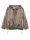 Emporio Armani Hooded Drawstring Jacket In Gray