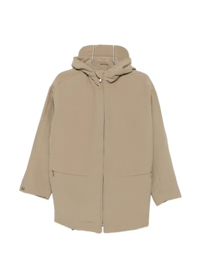 Emporio Armani Hooded Drawstring Parka In Black