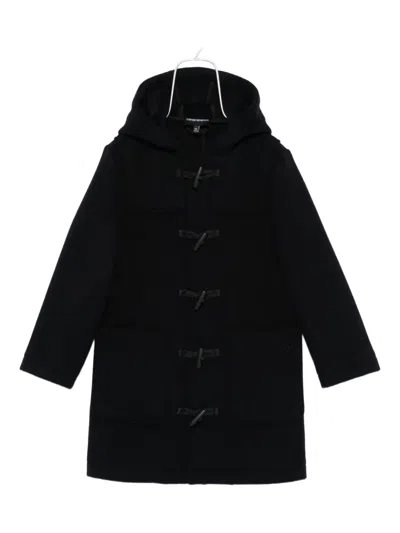 Emporio Armani Kids' Hooded Duffle Coat In Black