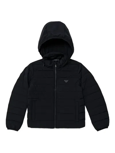 Emporio Armani Kids' Hooded Jacket In Black