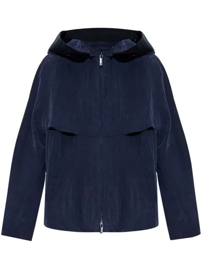 Emporio Armani Hooded Jacket In Blue