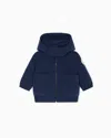 Emporio Armani Hooded Jacket In Technical Fabric In Blue