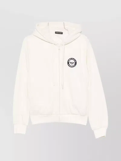 Emporio Armani Hooded Knitwear With Ribbed Cuffs And Hem In Neutral