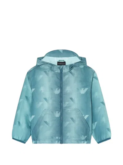 Emporio Armani Kids' Hooded Logo Jacket In Blue