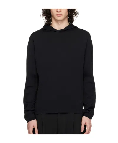 Emporio Armani Hooded Logo Sweater In Black