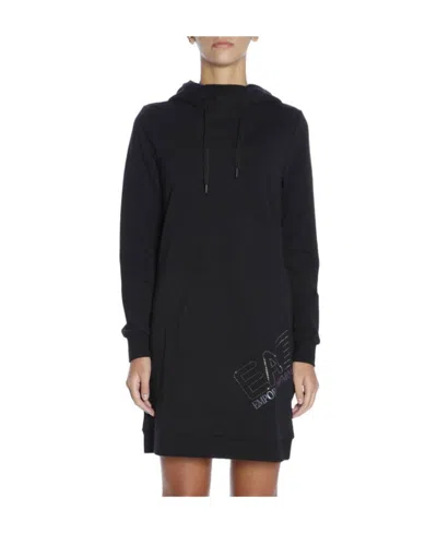 Emporio Armani Hooded Long-sleeved Dress In Black