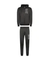 Emporio Armani Hooded Long-sleeved Sports Suit In Black