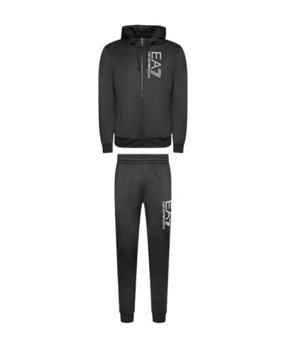 Emporio Armani Hooded Long-sleeved Sports Suit In Black