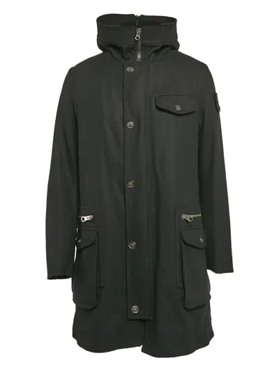 Pre-owned Emporio Armani Hooded Pocket Coat In Black