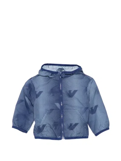 Emporio Armani Babies' Hooded Printed Jacket In Blue