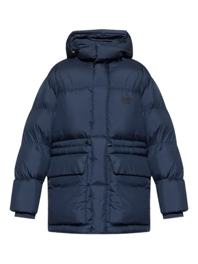 Emporio Armani Hooded Puffer Jacket In Blue