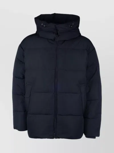 Emporio Armani Hooded Quilted Jackets Side Pockets In Blunavy