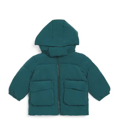 Emporio Armani Kids' Hooded Quilted Puffer Jacket In Green
