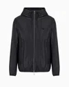 Emporio Armani Hooded, Semi-aniline Nappa Lambskin Blouson With Full-length Zip In Navy Blue