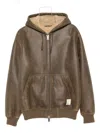 Emporio Armani Lamb Shearling Oversized-fit Blouson In Brown